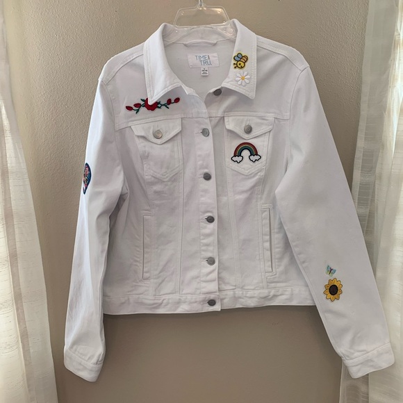 Jackets & Blazers - UNIQUE Custom Designed Women's White Denim Jacket Size Large